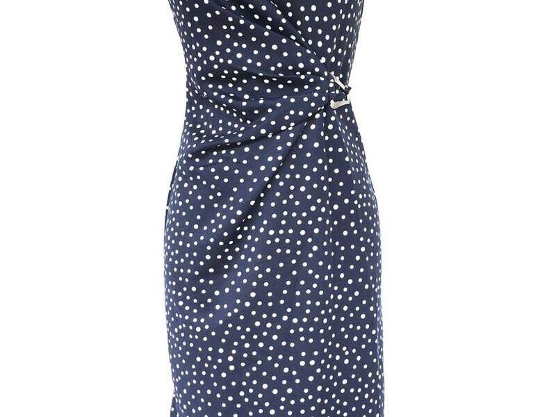 Vestido Largo Azul con puntos Blancos 
