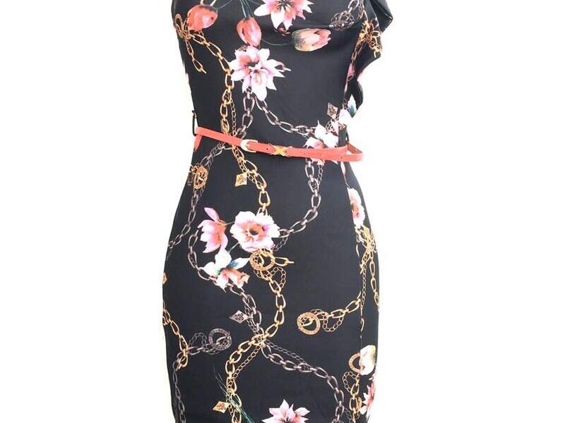 Vestidos Corto con Cuello Redondo 