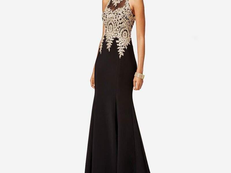 Vestido Negro con dorado