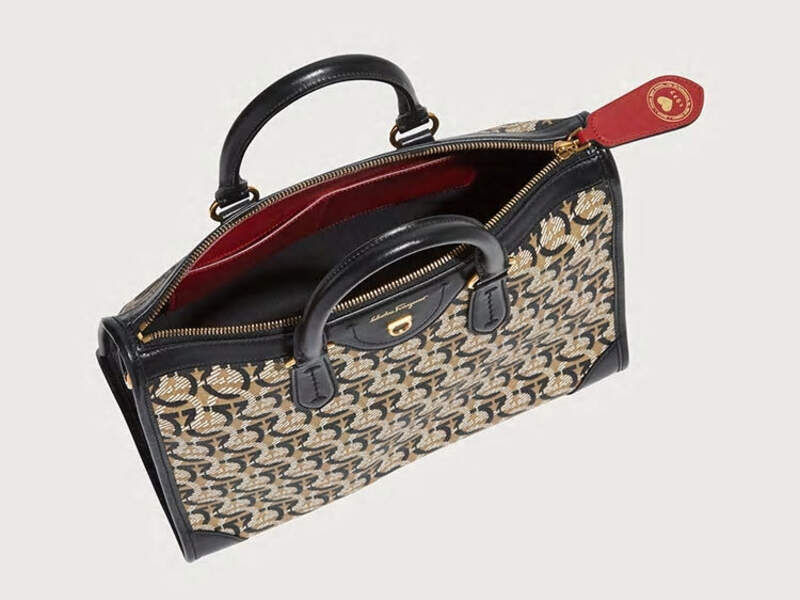 Bolso tote Gancini - Arena/Negro/Rojo