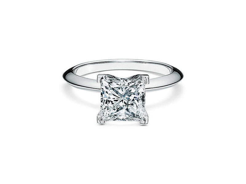 Anillo Compromiso Princess Cut Platinum