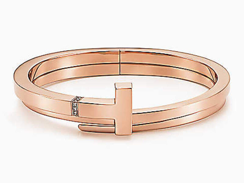 Pulsera Tiffany T Oro rosa 18k c/ diamantes