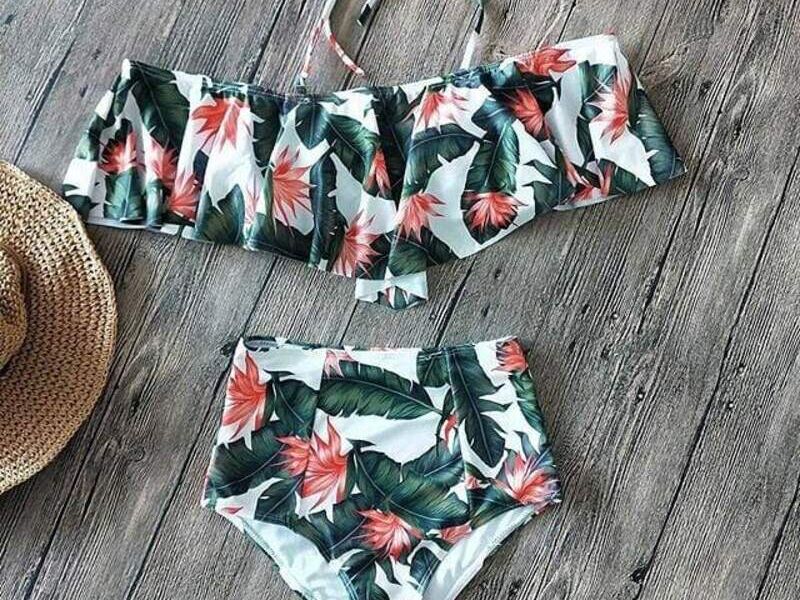 Traje de baño de dos piezas en verde