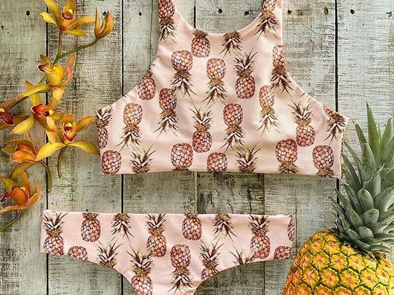 Traje de baño de dos piezas diseño de frutas 