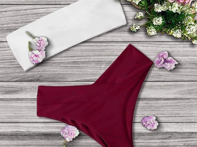 Bikini combinación de rojo y blanco